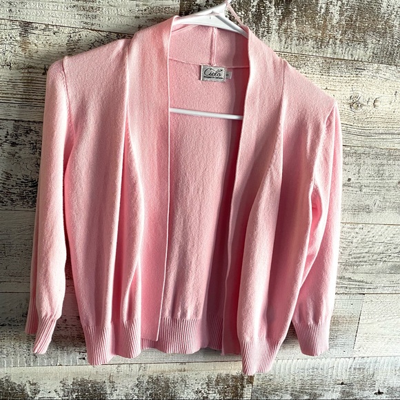 Allsense (AKA Cielo) Sweaters - 3/4 Sleeve Pink Cropped Cardigan Size Small